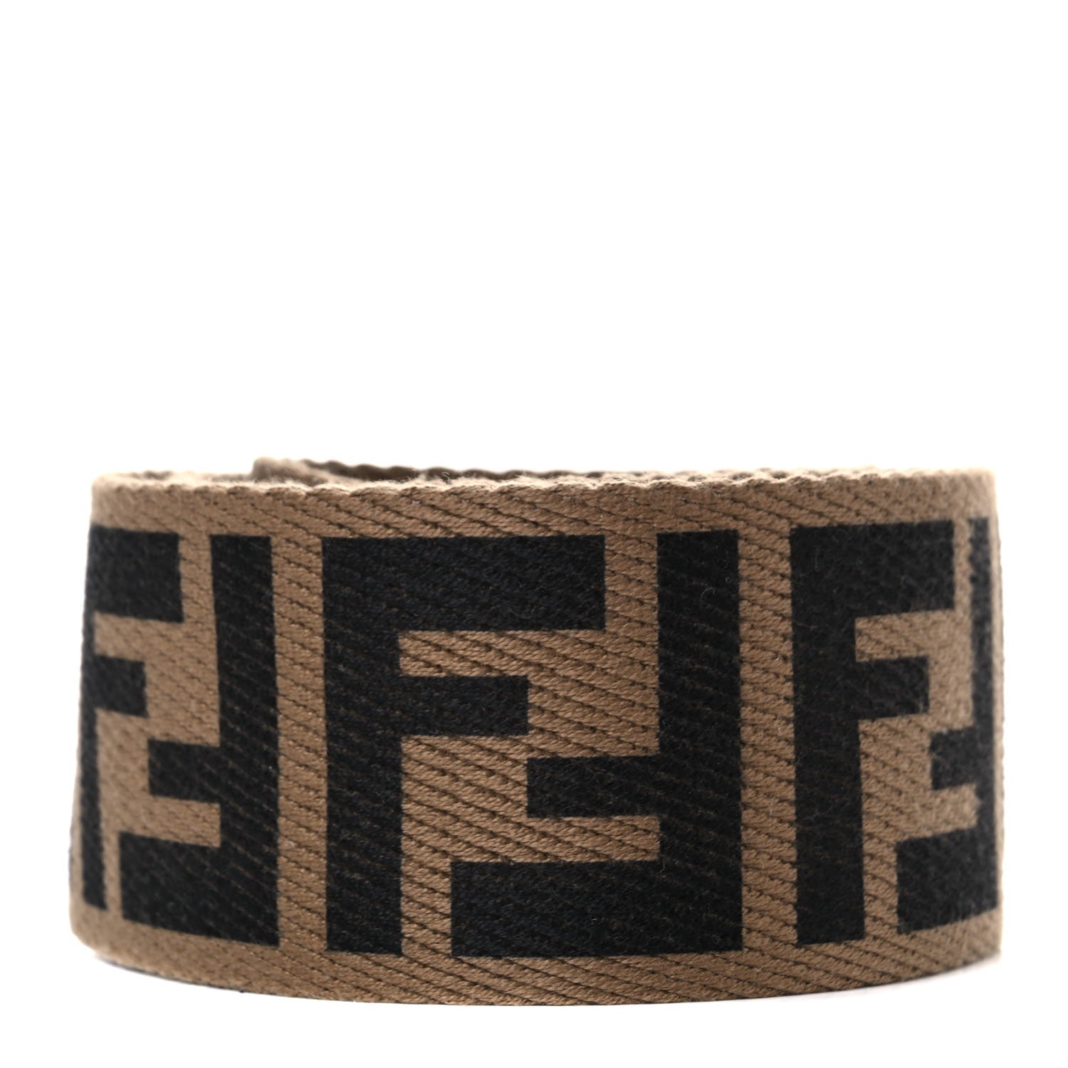 Fendi Canvas Calfskin FF 1974 Studded Strap You Fango Marrone Ebano 2 of 5