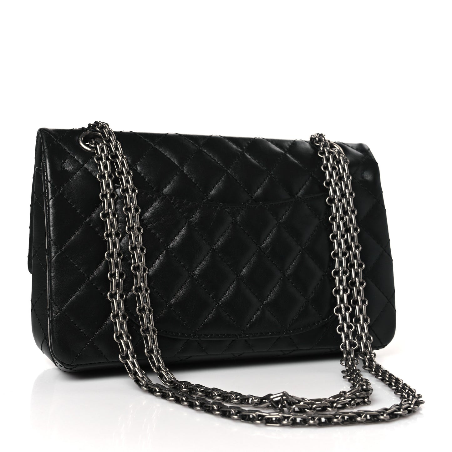 Aged Calfskin Quilted 2.55 Reissue 225 Flap Black