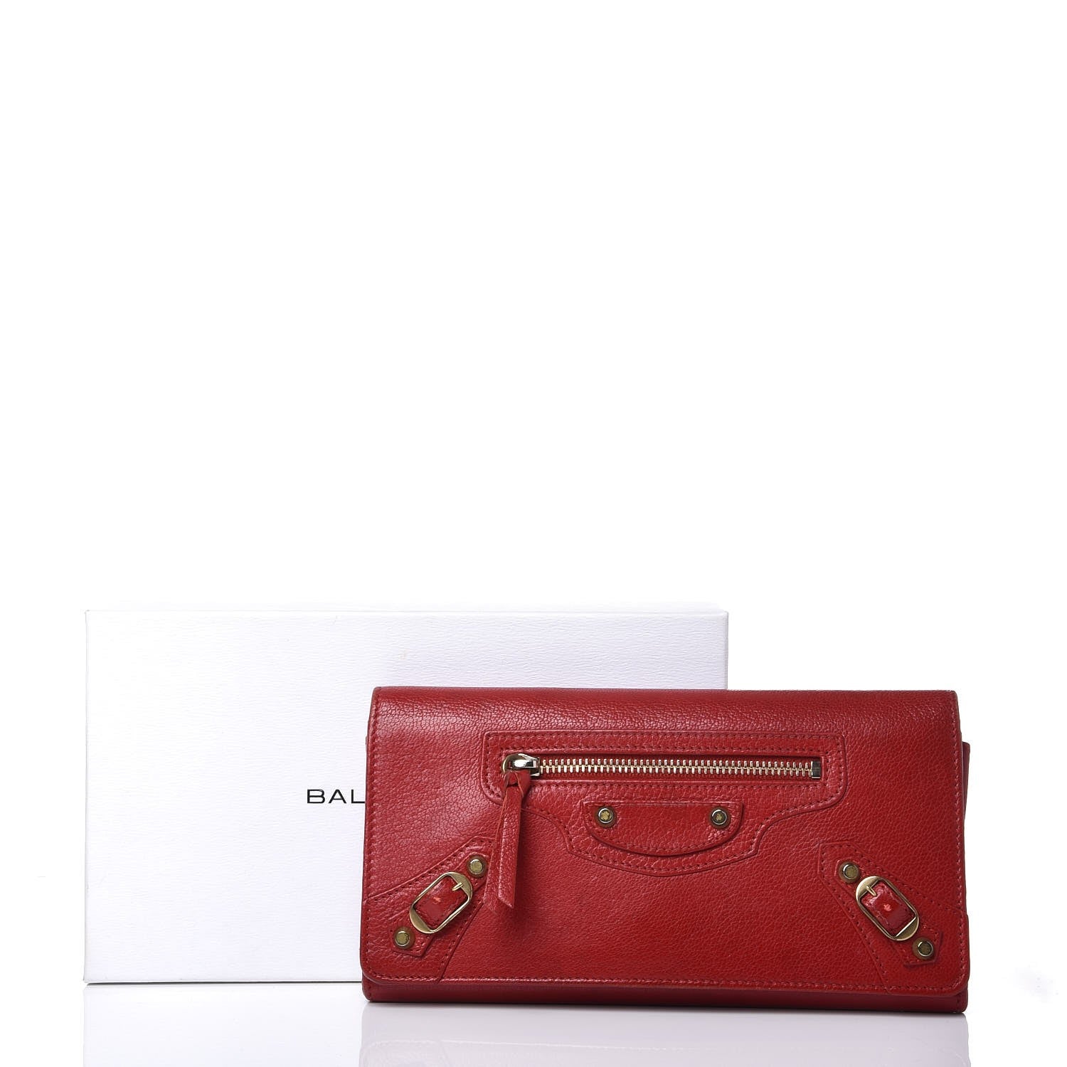 Balenciaga Agneau Classic Hardware Money Wallet Red 16 of 16