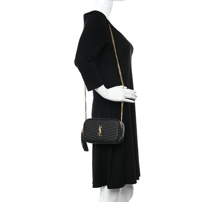 Saint Laurent Grain De Poudre Matelasse Monogram Mini Lou Camera Bag Black 2 of 14
