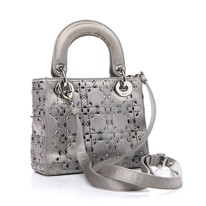 Christian Dior Satin Crystal Cannage Mini Lady Dior Gray 2 of 5