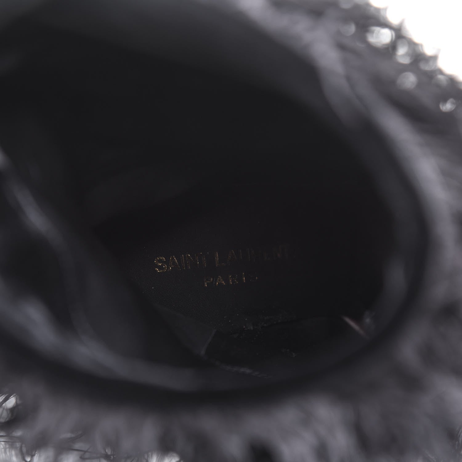 Saint Laurent Velluto Master Ostrich Yeti 110 Short Boots 37.5 Black 7 of 9