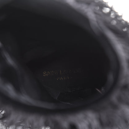Saint Laurent Velluto Master Ostrich Yeti 110 Short Boots 37.5 Black 7 of 9