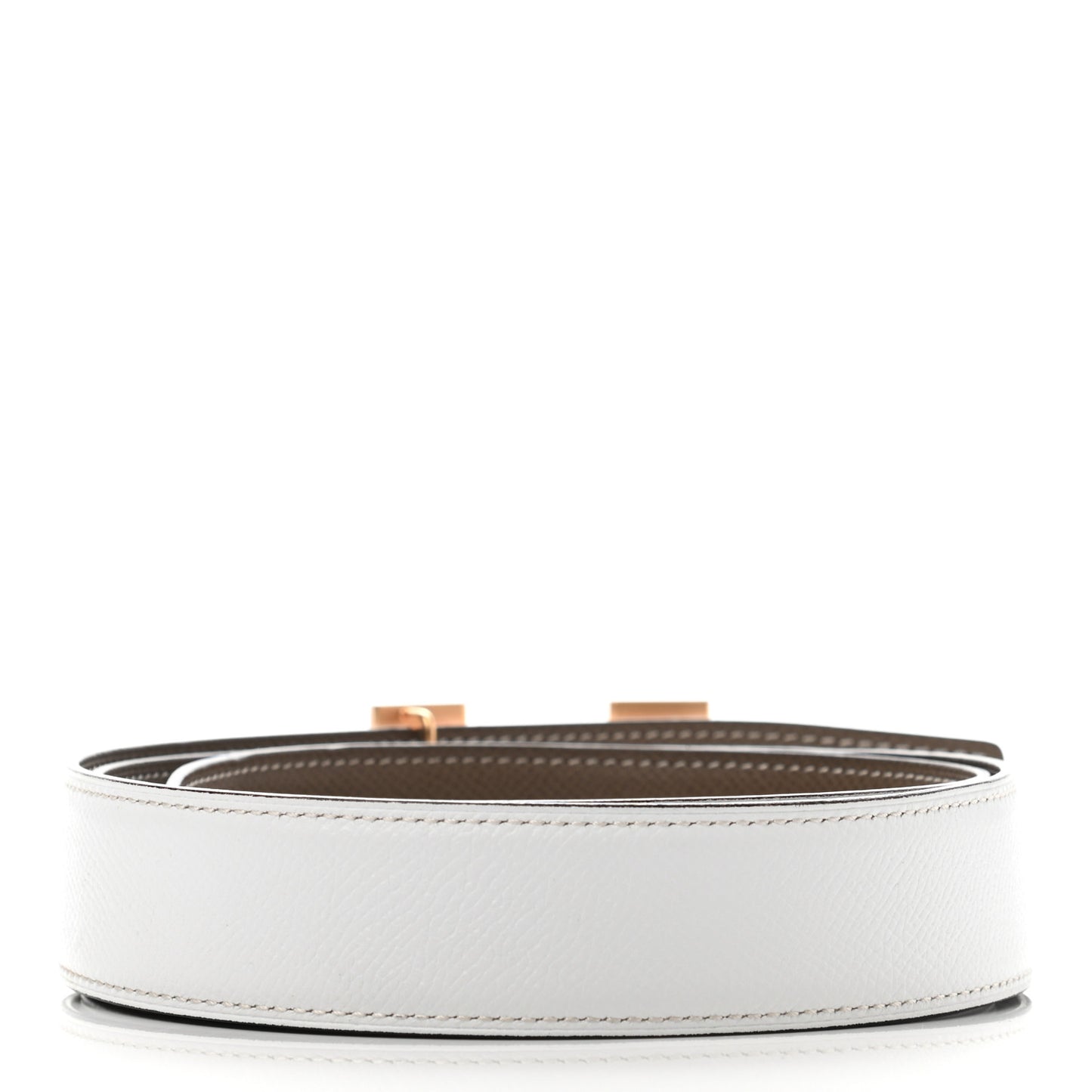 Epsom Togo 32mm H Belt 90 Etoupe White