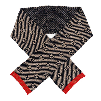 Gucci Wool Lame Jacquard GG Monogram Regy Scarf Black Red 1 of 3