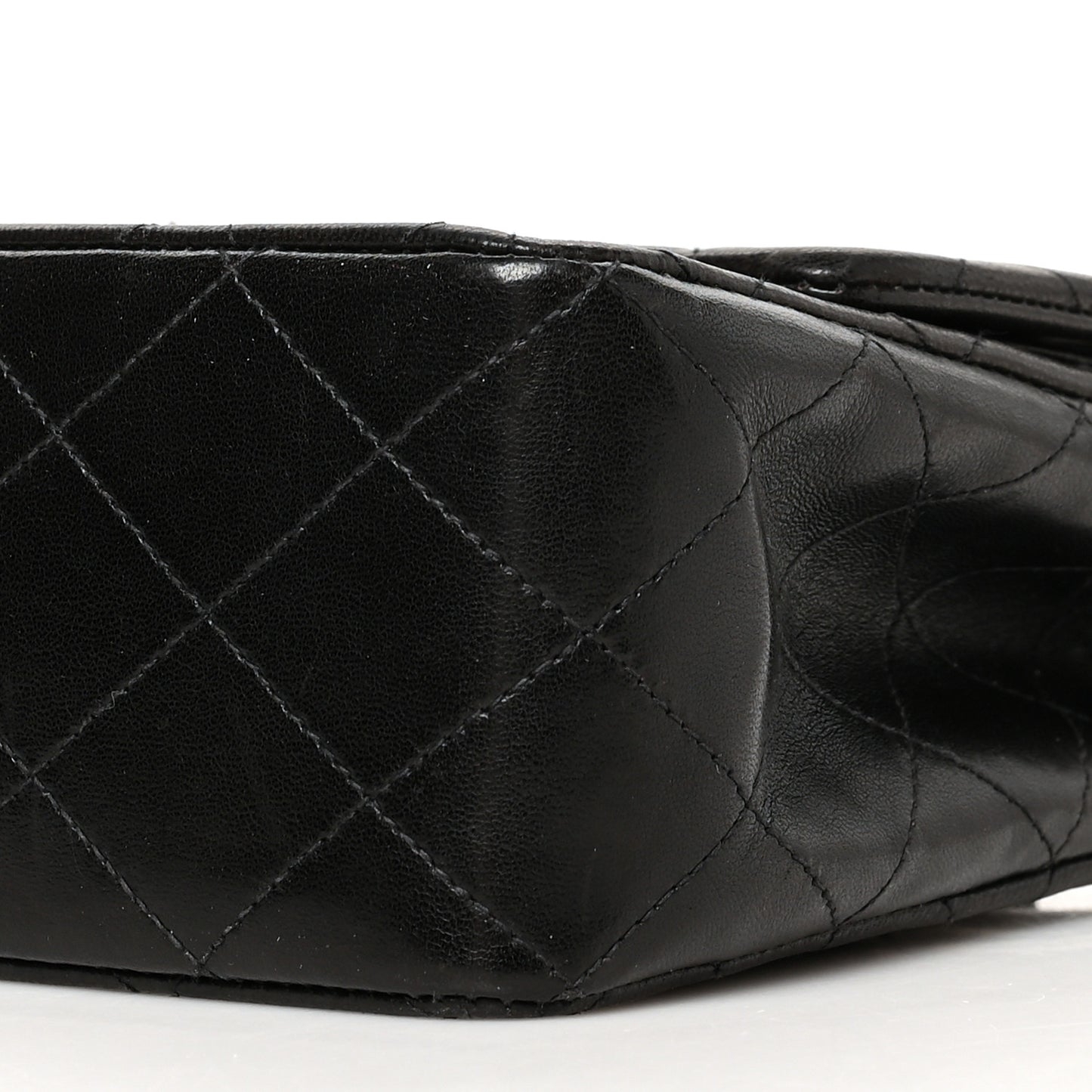Lambskin Quilted Medium Double Flap Black