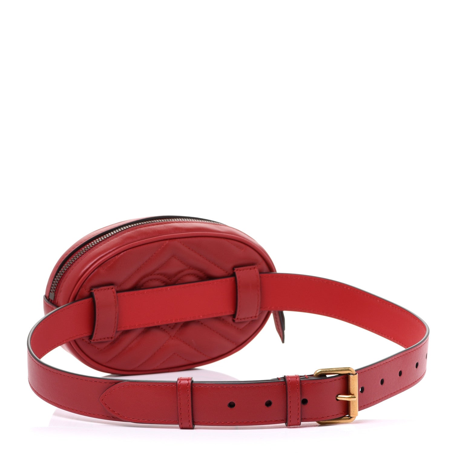 Saint Laurent GUCCI Calfskin Matelasse GG Marmont Belt Bag 85 34 Hibiscus Red 3 of 12