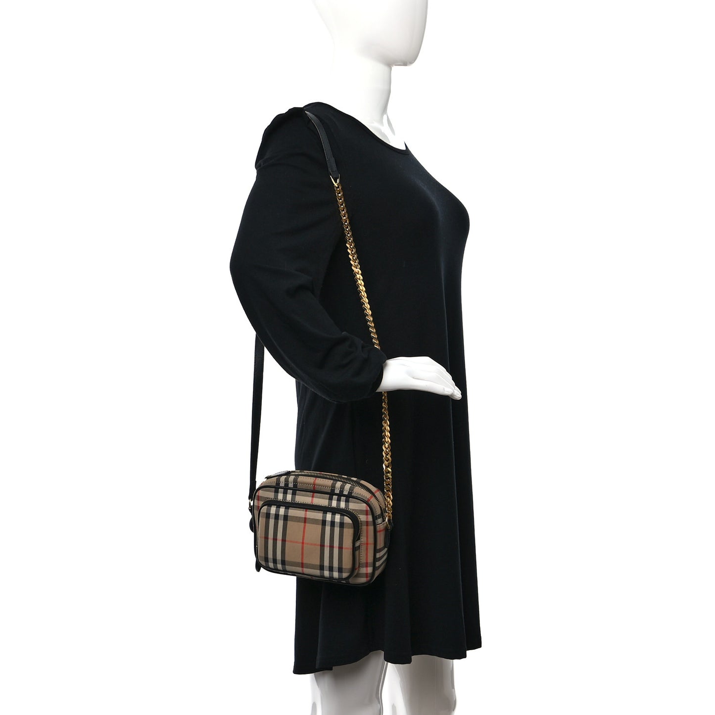 Calfskin Vintage Check Camera Bag Archive Beige