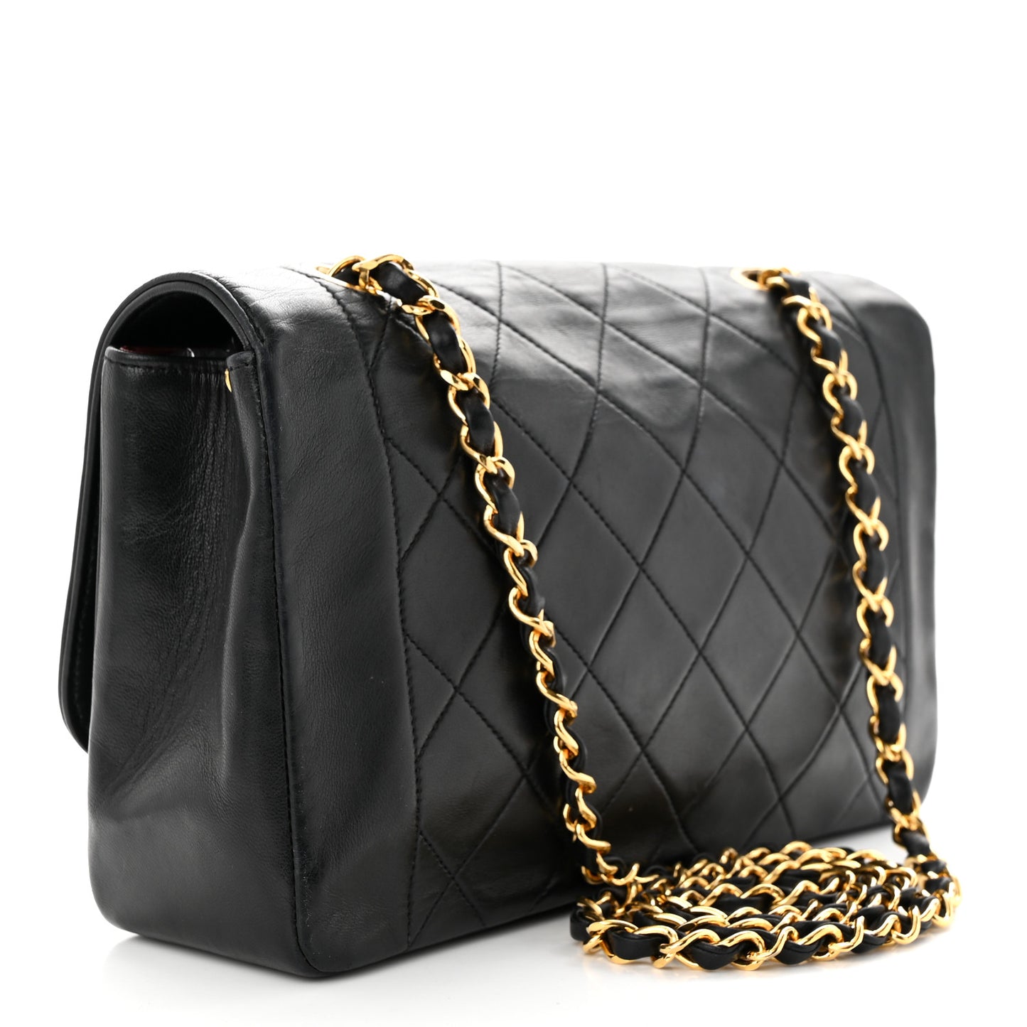 Lambskin Quilted Medium Single Flap Black