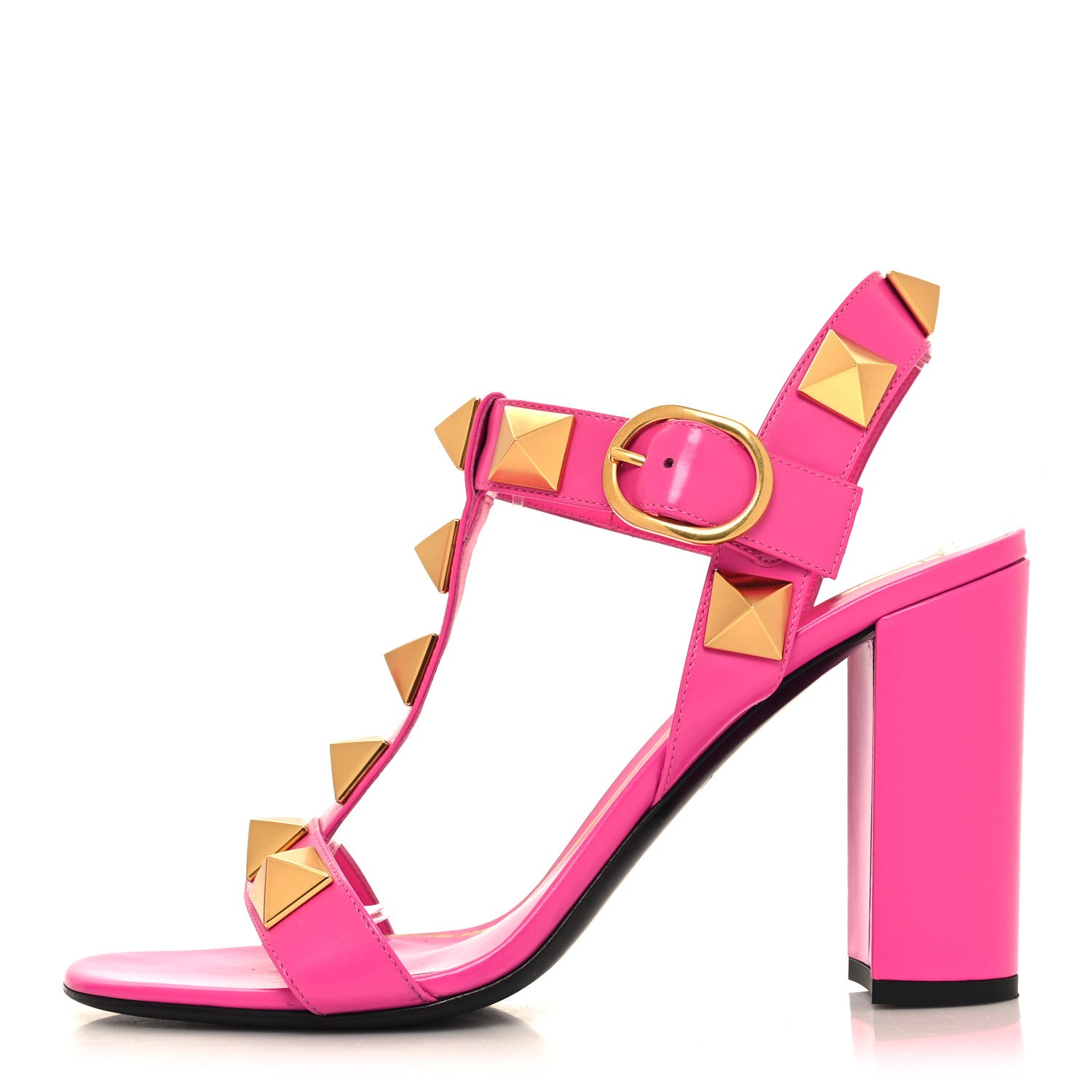 Valentino Garavani Calfskin Roman Stud T-Strap 90mm Sandals 40 Pink PP 1 of 11