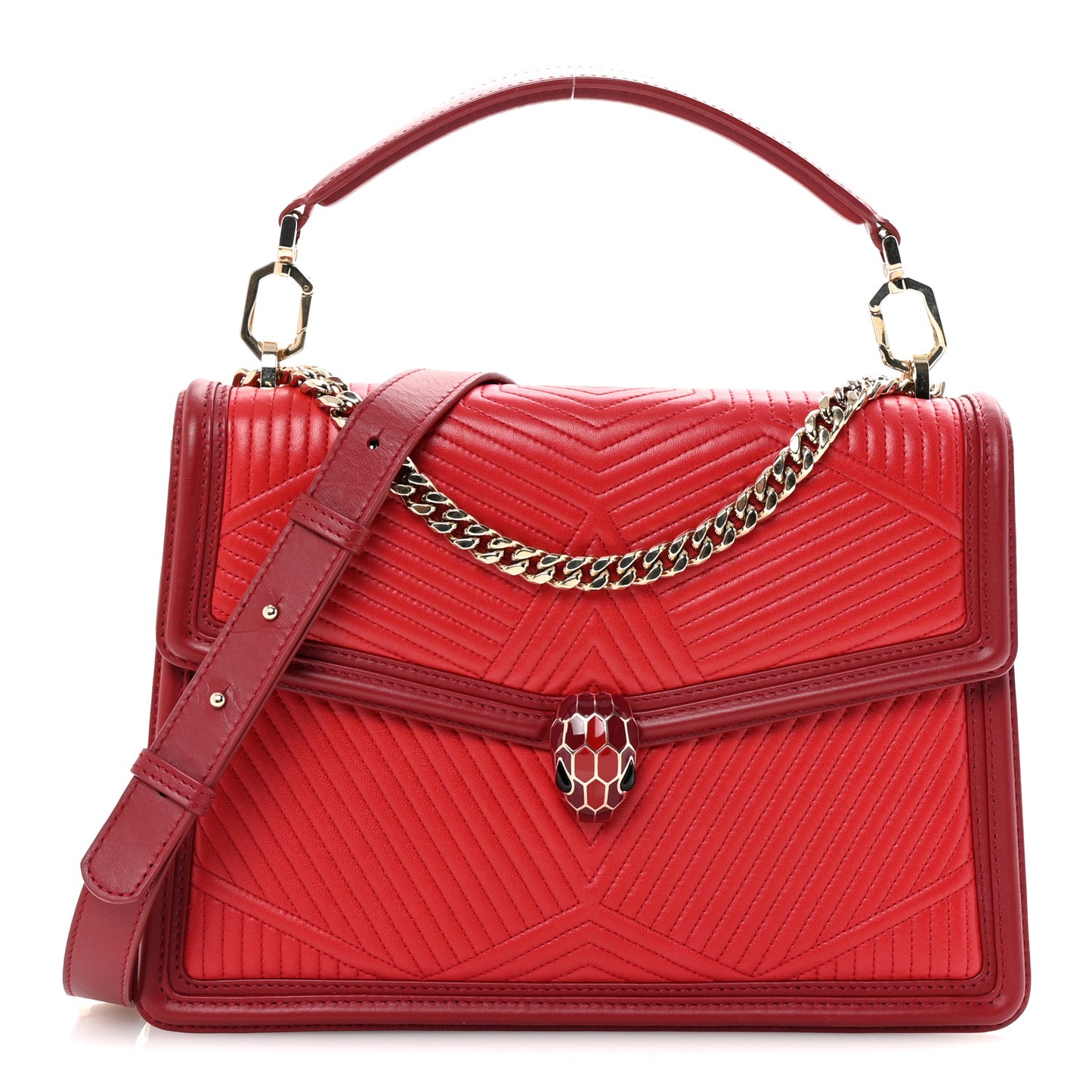 Quilted Nappa Smooth Calfskin Serpenti Forever Diamond Blast Shoulder Bag Red