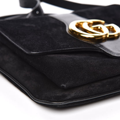 Gucci Suede Medium Arli Flap Shoulder Bag Black 8 of 15