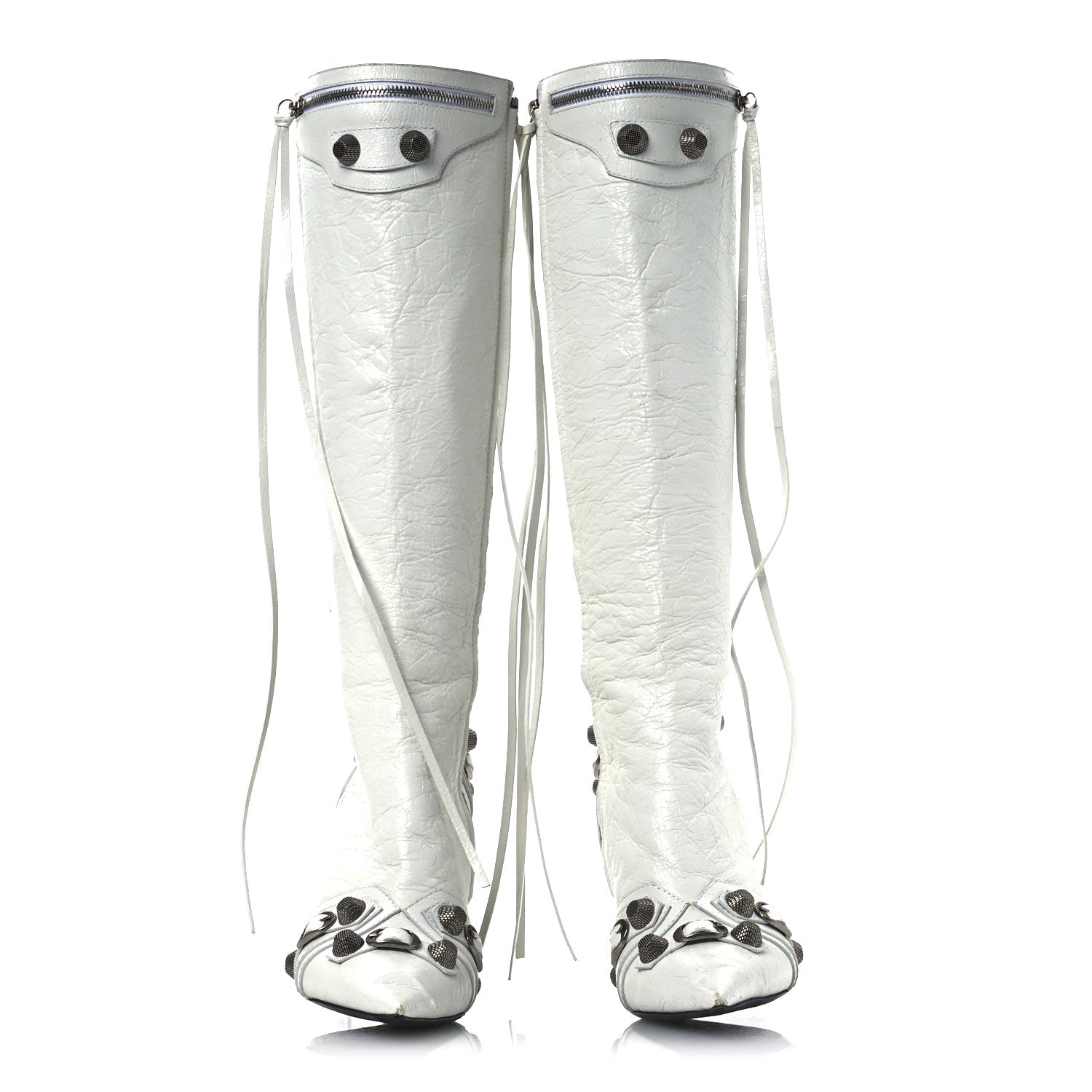 Balenciaga Agneau Arena Cagole 90mm Boots 40 Optic White Silver 3 of 14