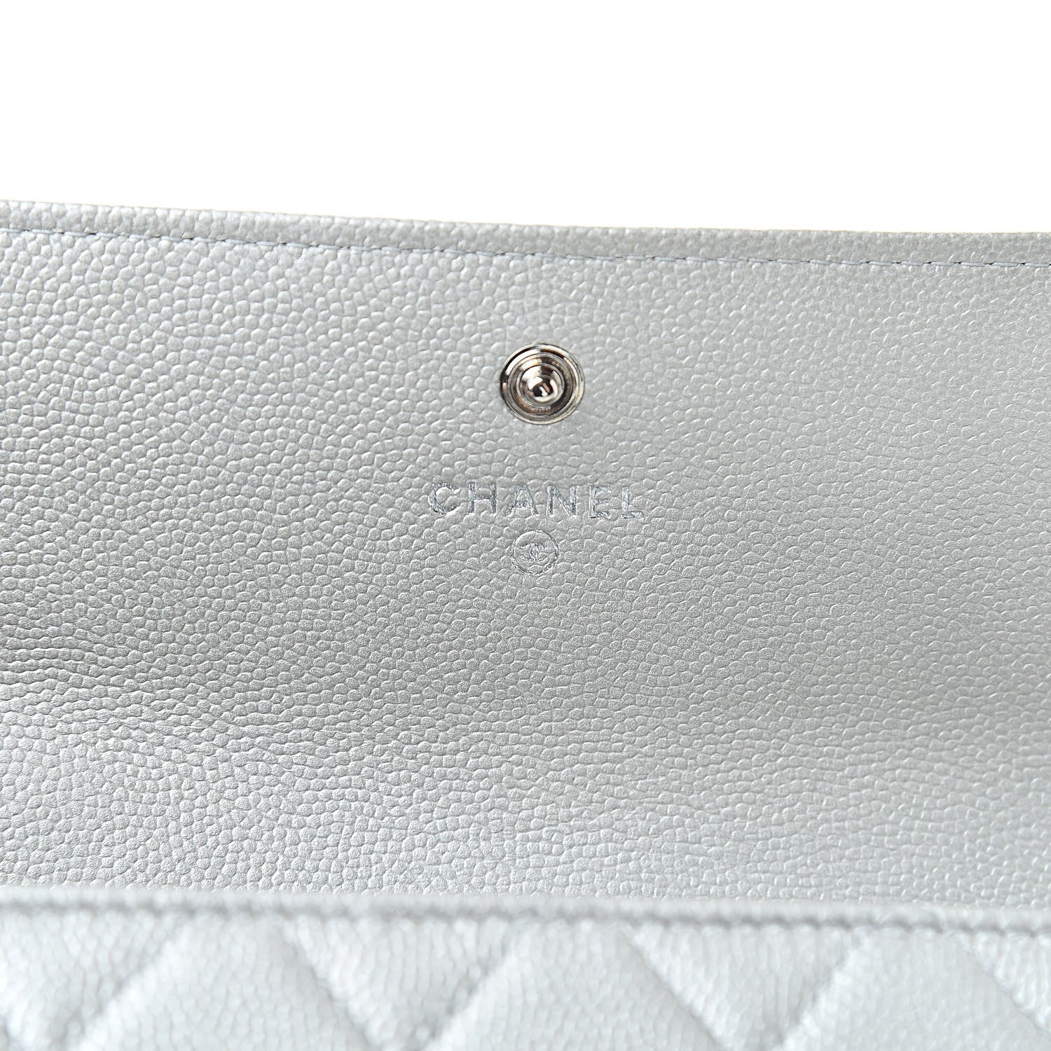Chanel Metallic Caviar Quilted Large Boy Gusset Flap Wallet Silver 6 of 11