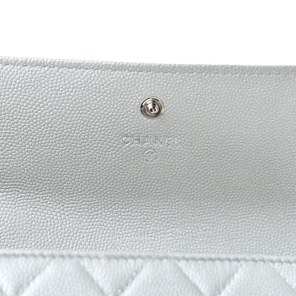 Chanel Metallic Caviar Quilted Large Boy Gusset Flap Wallet Silver 6 of 11