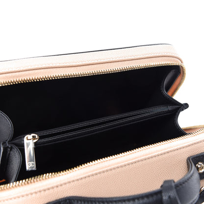 Chanel Caviar Quilted Medium CC Filigree Vanity Case Beige Black 5 of 11