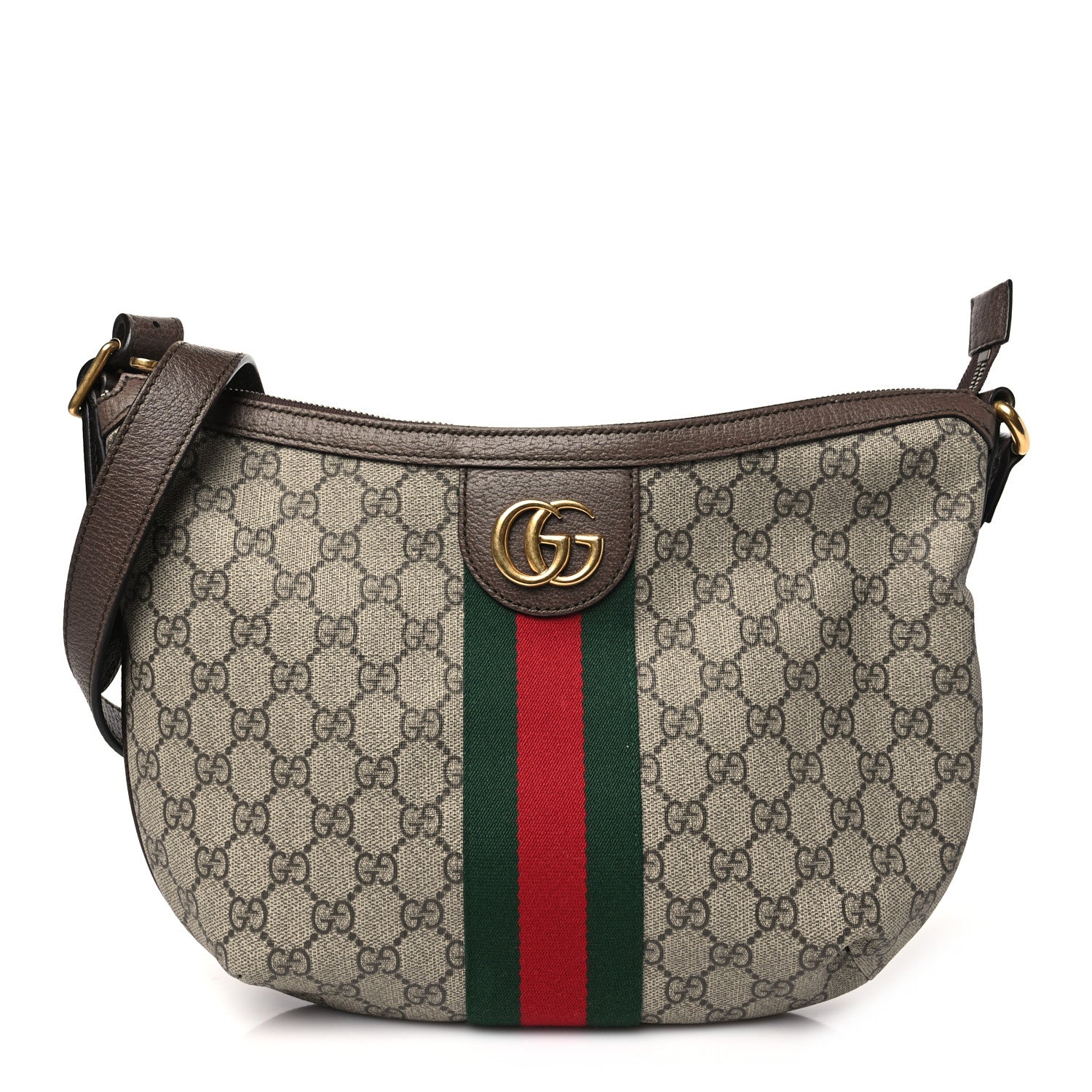 Gucci GG Supreme Monogram Web Small Ophidia Half Moon Hobo Brown 1 of 11