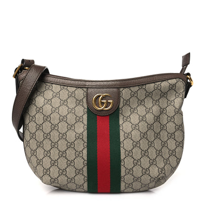 Gucci GG Supreme Monogram Web Small Ophidia Half Moon Hobo Brown 1 of 11