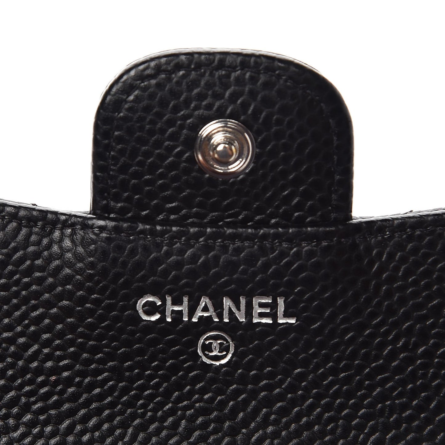 Caviar Quilted Compact Flap Wallet Black
