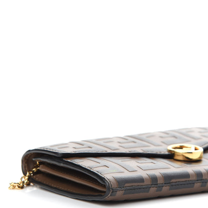Fendi Vitello Soft F is Fendi Bi-Color FF 1974 Embossed Continental Envelope Wallet On Chain Maya Black 8 of 10