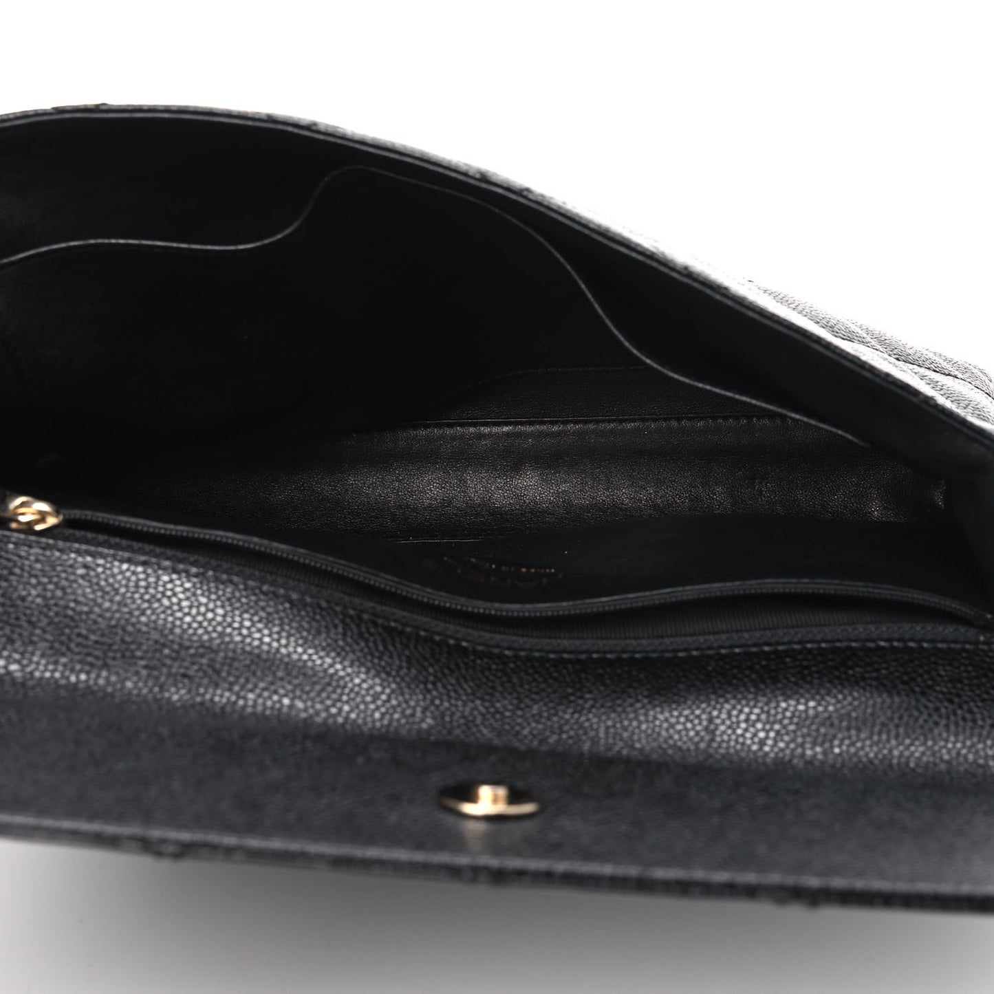 Caviar Quilted Flap Clutch Black