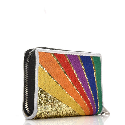 Saint Laurent Calfskin Sequin Paris Rainbow Key Ring Coin Pouch Multicolor 3 of 7