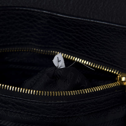 Prada Vitello Daino Pushlock Shoulder Bag Black 8 of 10