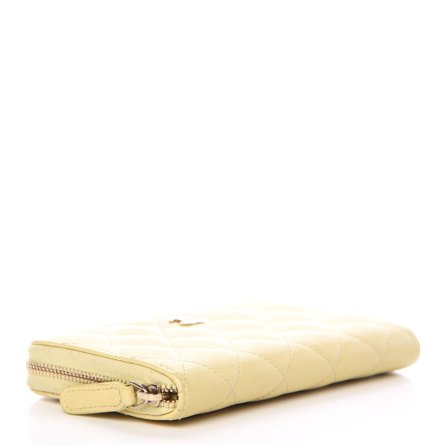 Lambskin Quilted Small Zip Around Wallet Yellow