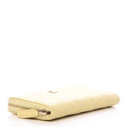 Chanel Lambskin Quilted Small Zip Around Wallet Yellow 4 of 13