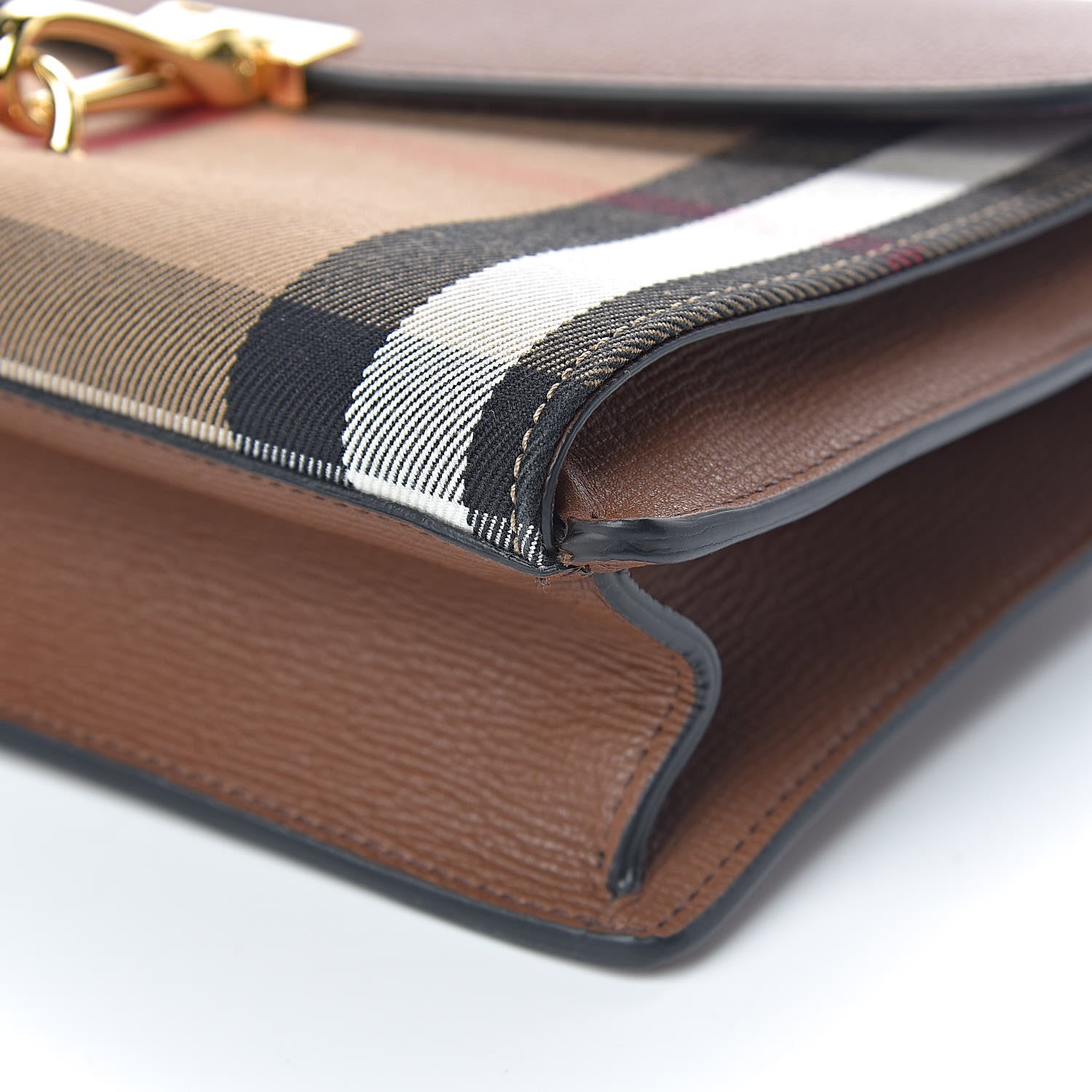 Burberry Derby Calfskin House Check Small Macken Crossbody Bag Tan 11 of 11