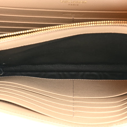 Saint Laurent Grain De Poudre Matelasse Chevron Monogram Chain Wallet Dark Beige 6 of 17