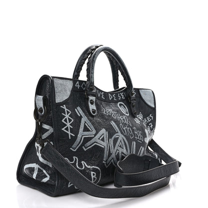 Balenciaga Agneau Arena Graffiti All Over Classic Hardware City Gris Fossile White 3 of 11
