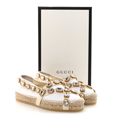 Gucci Canvas Crystal Embellished Espadrilles 36.5 Great White 10 of 10