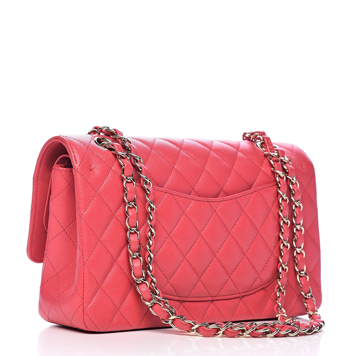 Caviar Quilted Medium Double Flap Dark Pink