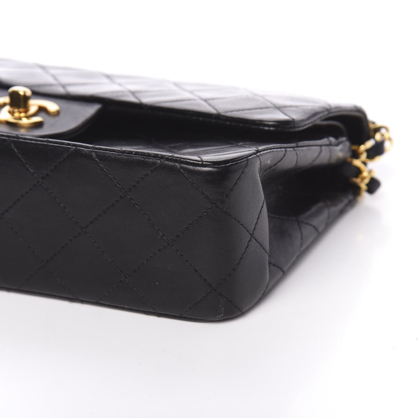 Lambskin Quilted Small Double Flap Black