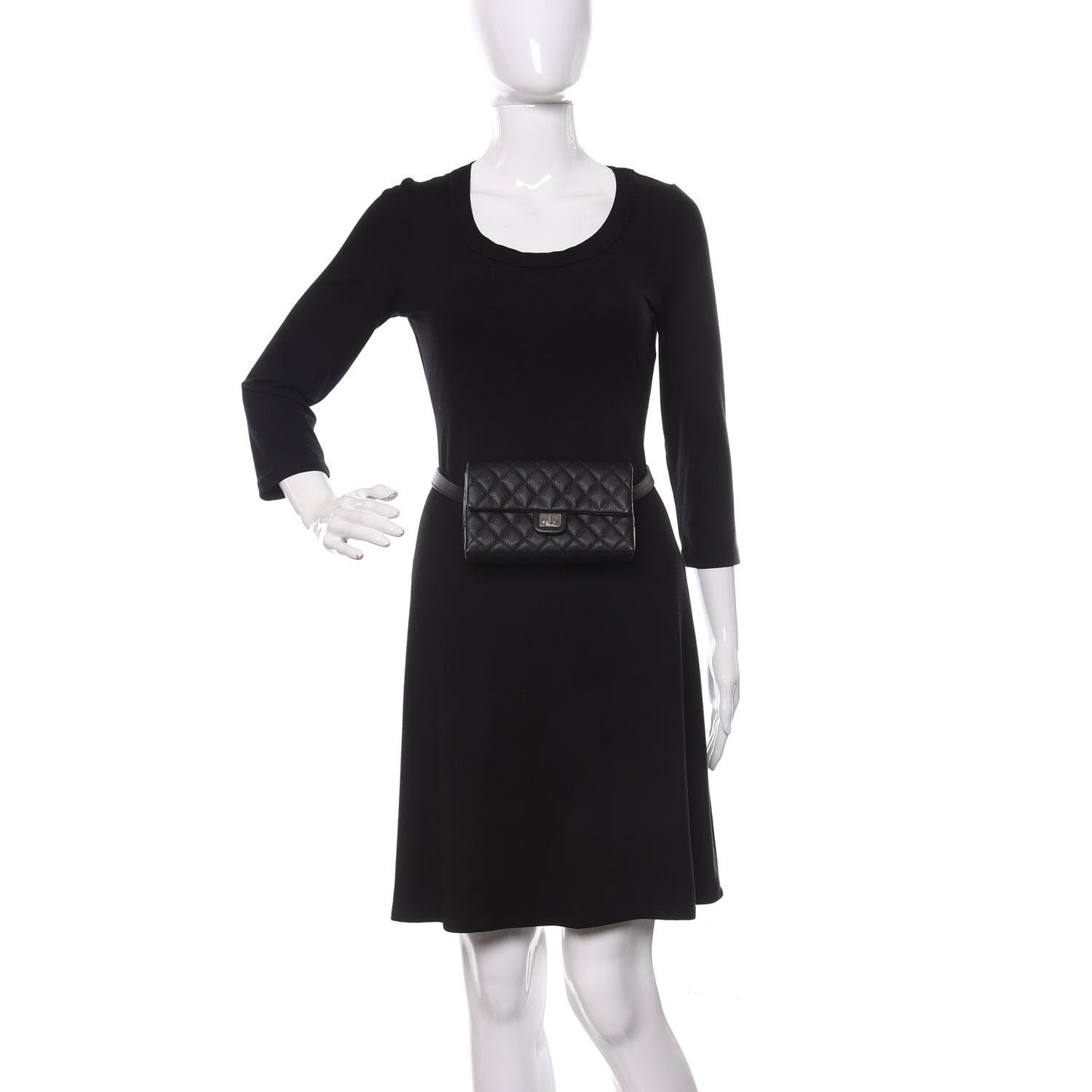 Grained Calfskin Quilted 2.55 Reissue Flap Belt Bag Clutch Black