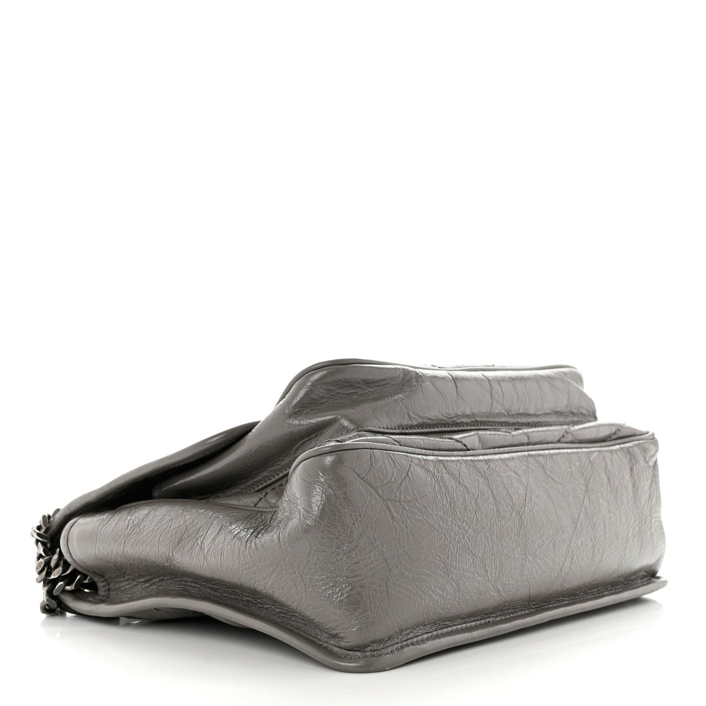 Crinkled Calfskin Matelasse Monogram Medium Niki Chain Satchel Fog
