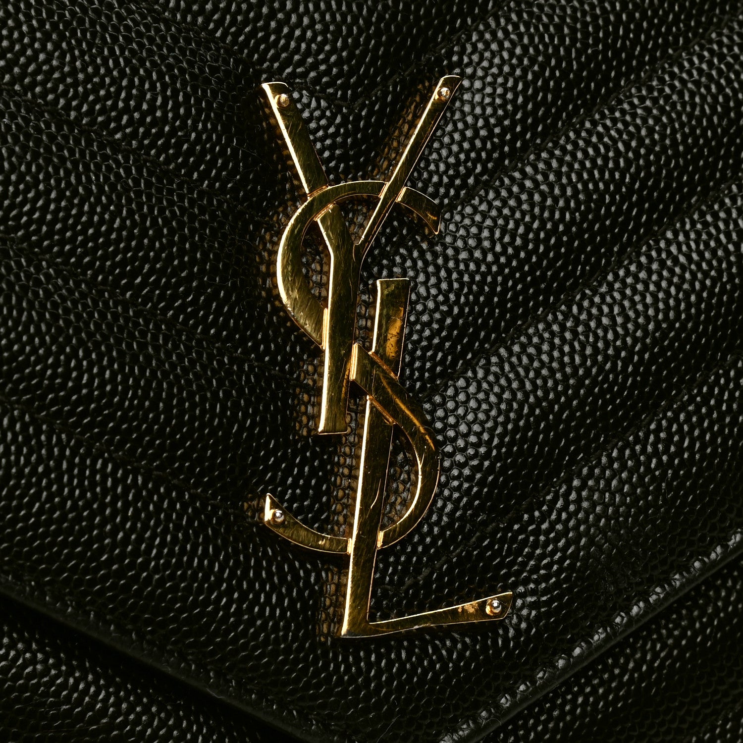 Saint Laurent Grain De Poudre Matelasse Chevron Monogram Chain Wallet Black 5 of 6
