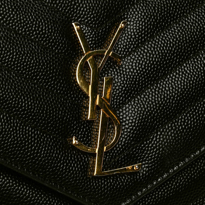 Saint Laurent Grain De Poudre Matelasse Chevron Monogram Chain Wallet Black 5 of 6