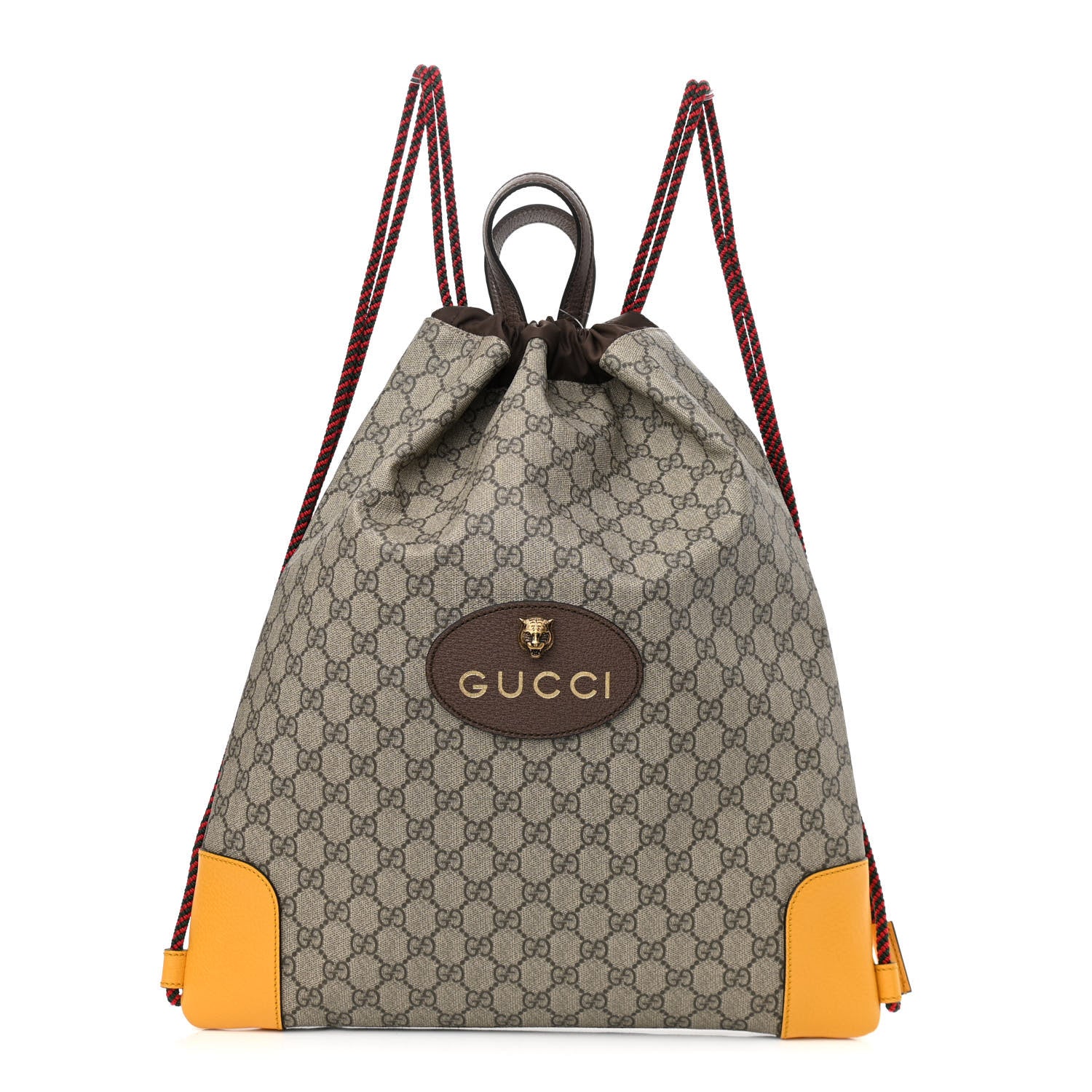 Gucci GG Supreme Monogram Neo Vintage Drawstring Backpack Beige New Acero Crop 1 of 10