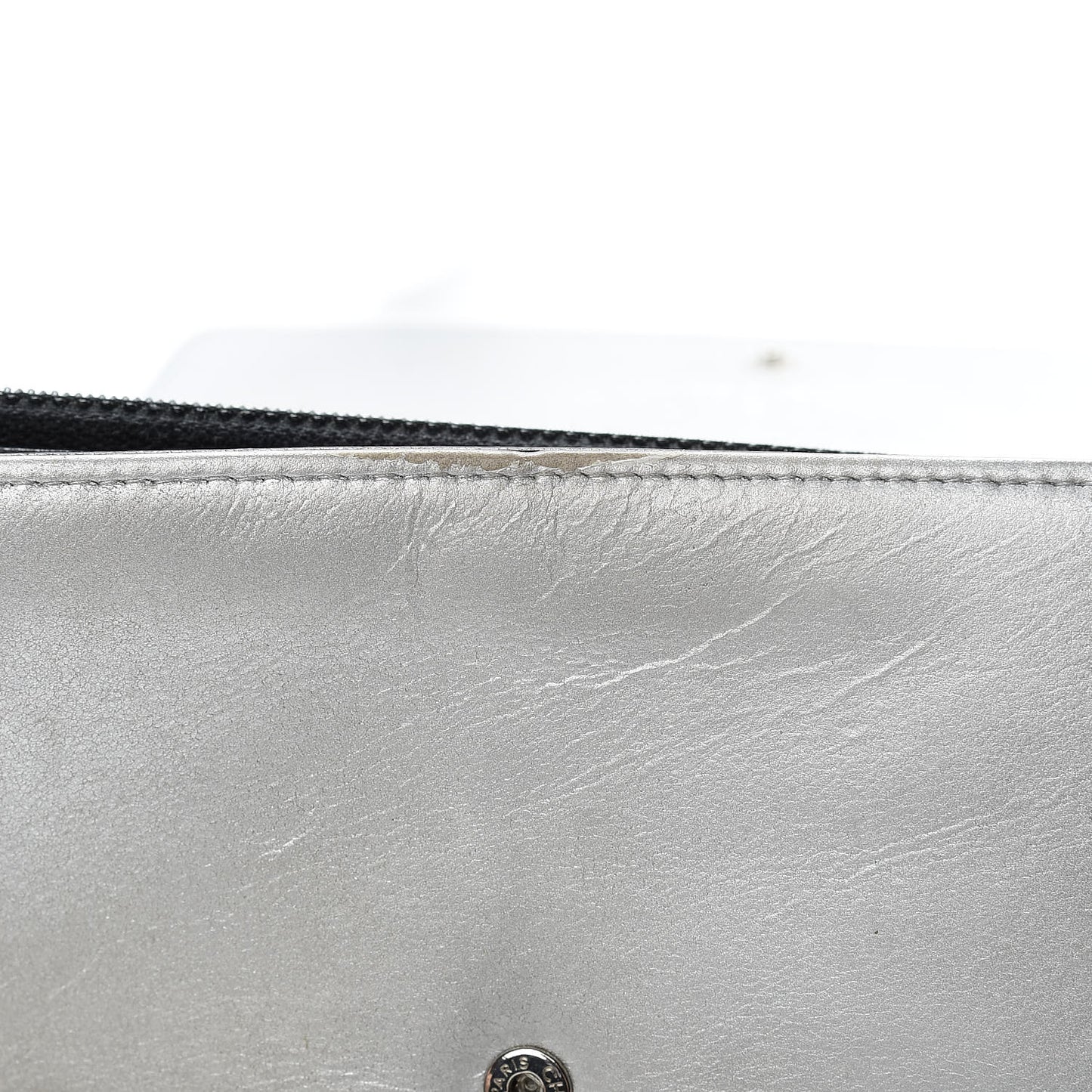 Lambskin Large CC Flap Wallet Silver