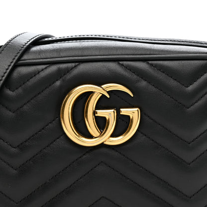 Gucci Calfskin Matelasse Small GG Marmont Chain Shoulder Bag Black 9 of 12
