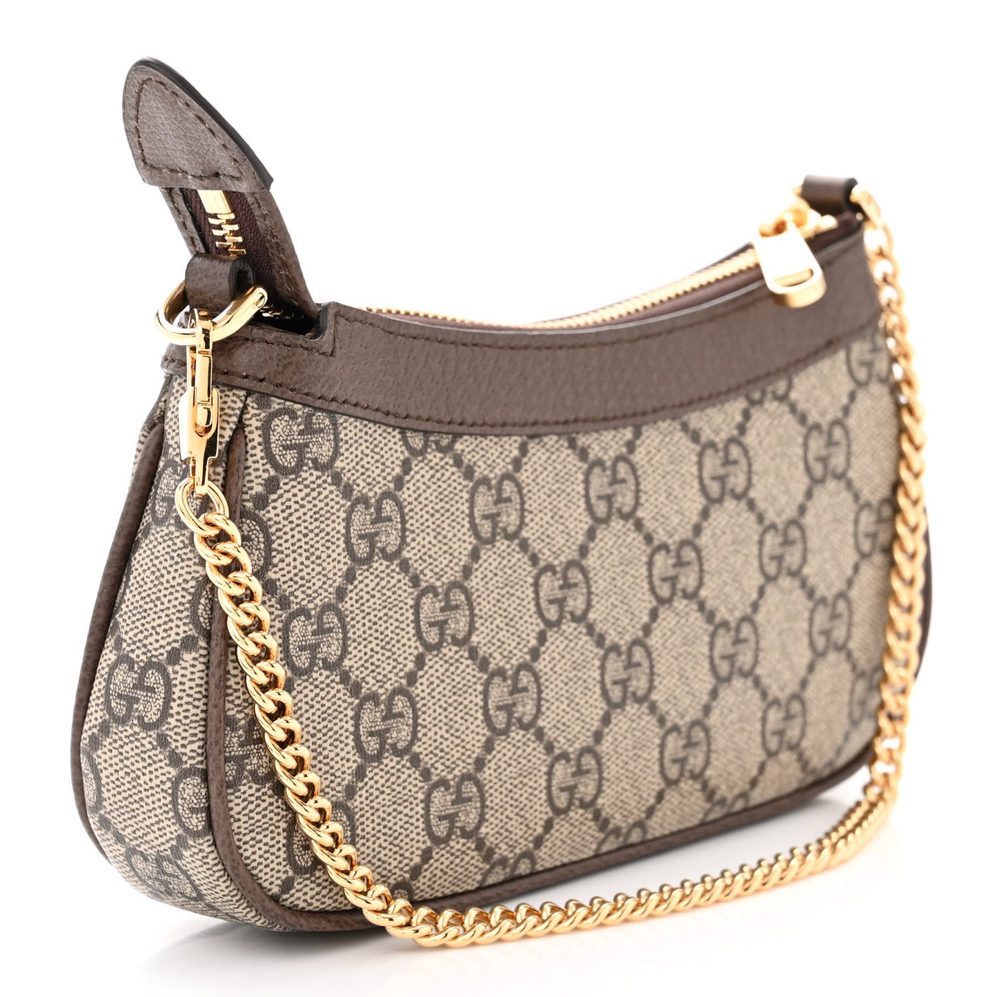 GG Supreme Monogram Textured Dollar Calfskin Mini Ophidia Chain Bag Beige Ebony