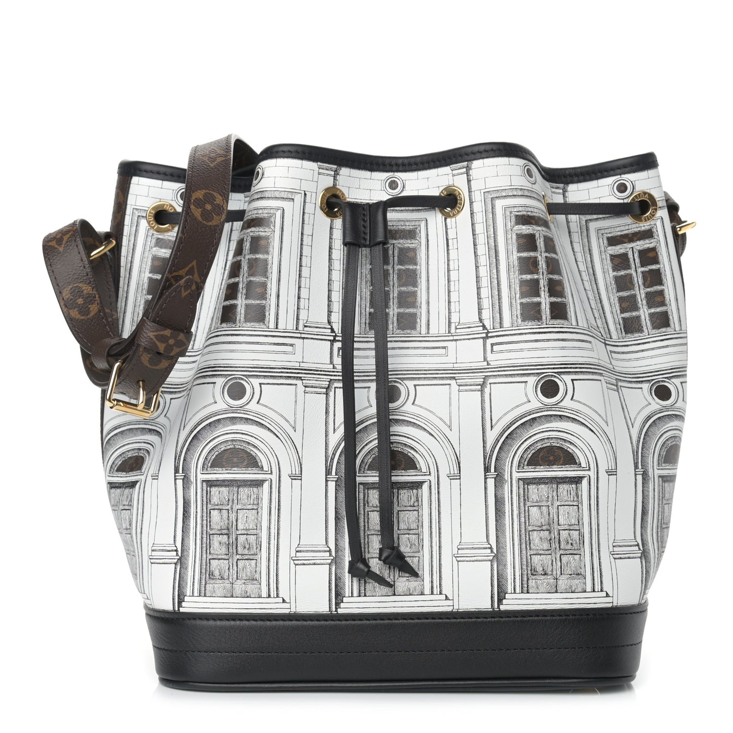 X FORNASETTI Calfskin Architettura Noe MM Black White