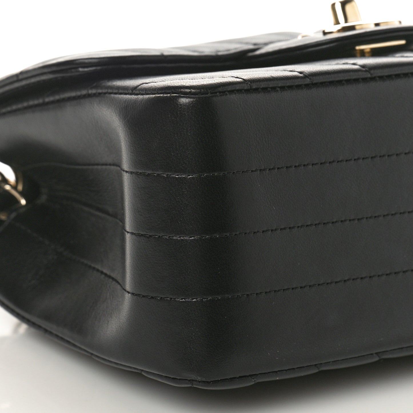 Lambskin Chevron Quilted Mini Square Flap Black