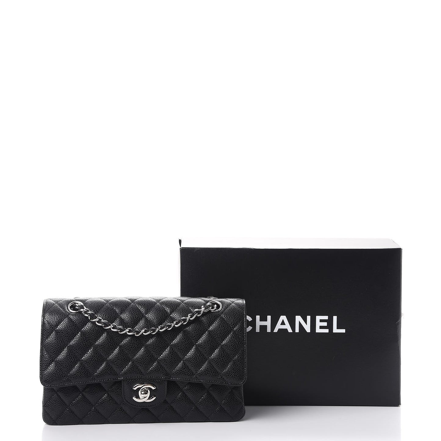 Caviar Quilted Medium Double Flap Black