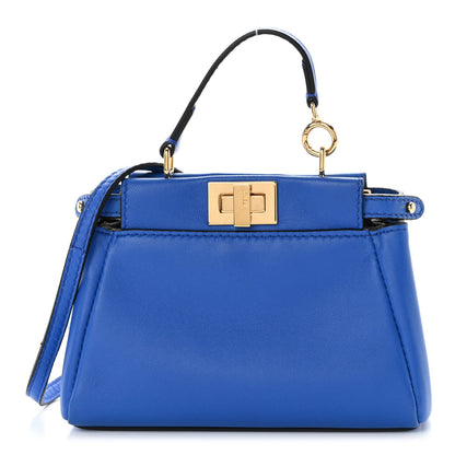 Fendi Shiny Nappa Micro Peekaboo Iconic Satchel Bluette 1 of 9