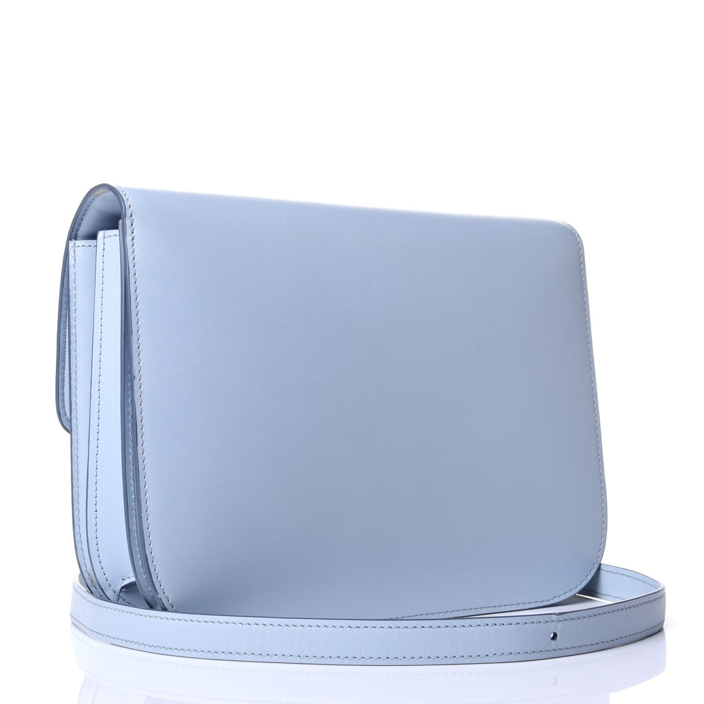 Box Calfskin Medium Classic Box Flap Bag Pale Blue