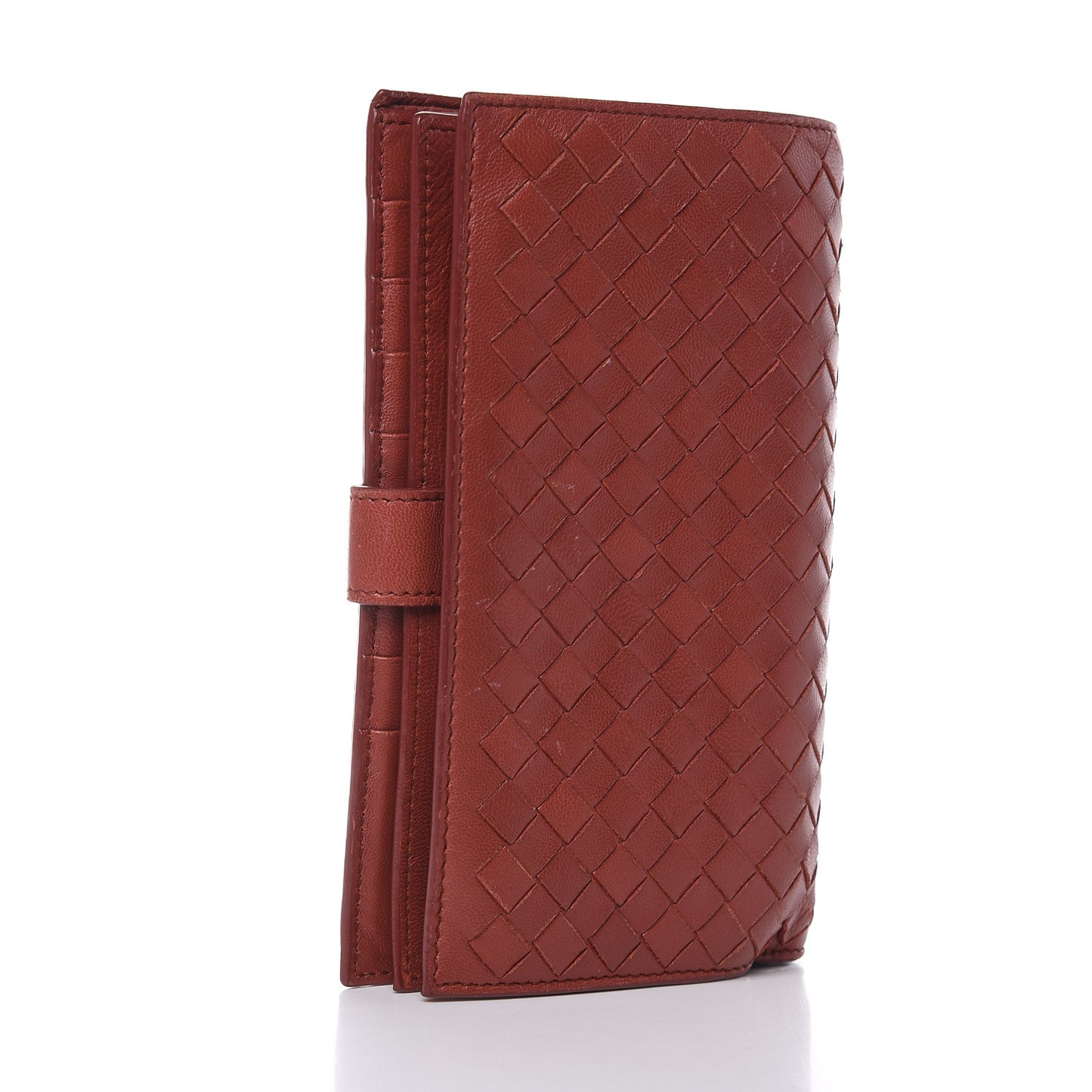 Nappa Intrecciato Continental Snap Wallet Brique