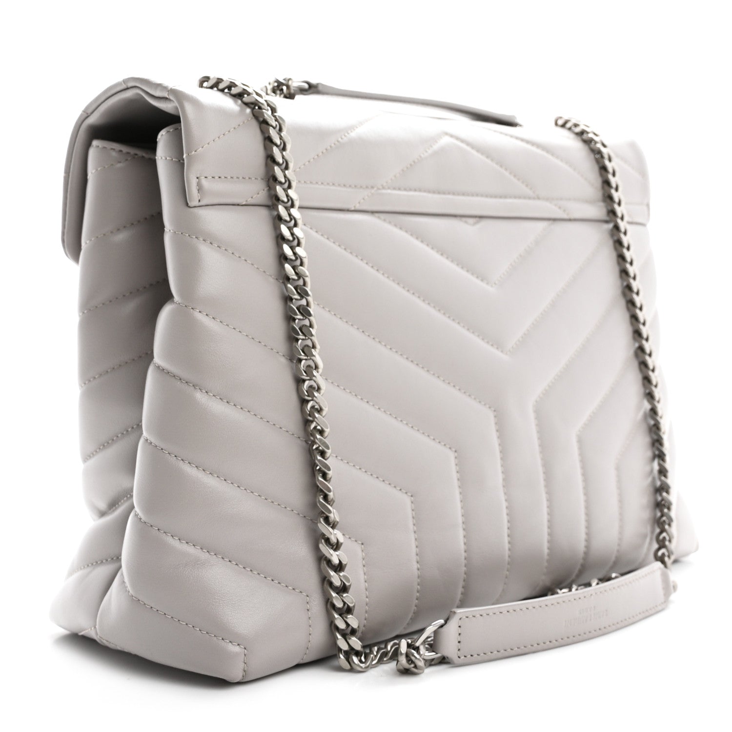 Saint Laurent Calfskin Y Quilted Monogram Medium Loulou Chain Satchel Granite 3 of 10